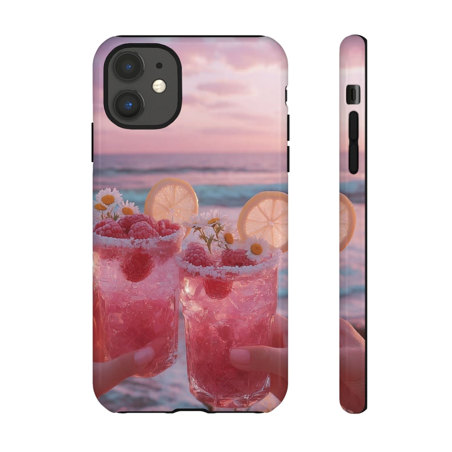 Pink Sunset Cocktail Phone Case — Beach Drink Protective Cover