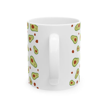 Cute Avocado Pattern Mug | Ceramic Coffee Cup, 11oz or 15oz