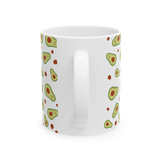 Cute Avocado Pattern Mug | Ceramic Coffee Cup, 11oz or 15oz