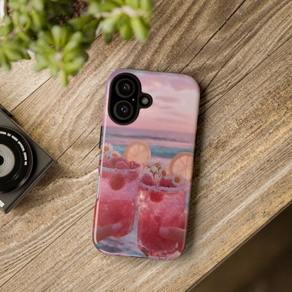 Pink Sunset Cocktail Phone Case — Beach Drink Protective Cover