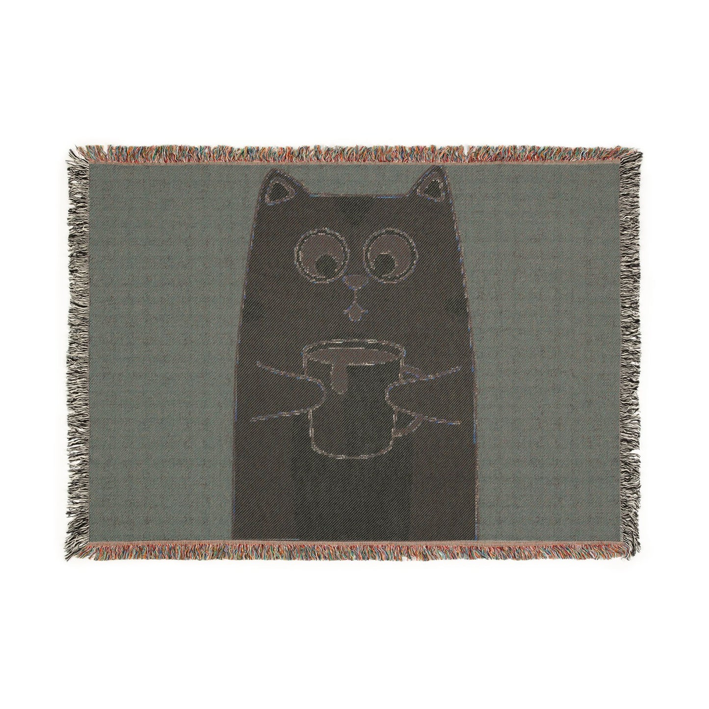 Cozy Cat Coffee Woven Blanket