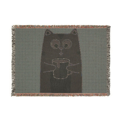 Cozy Cat Coffee Woven Blanket