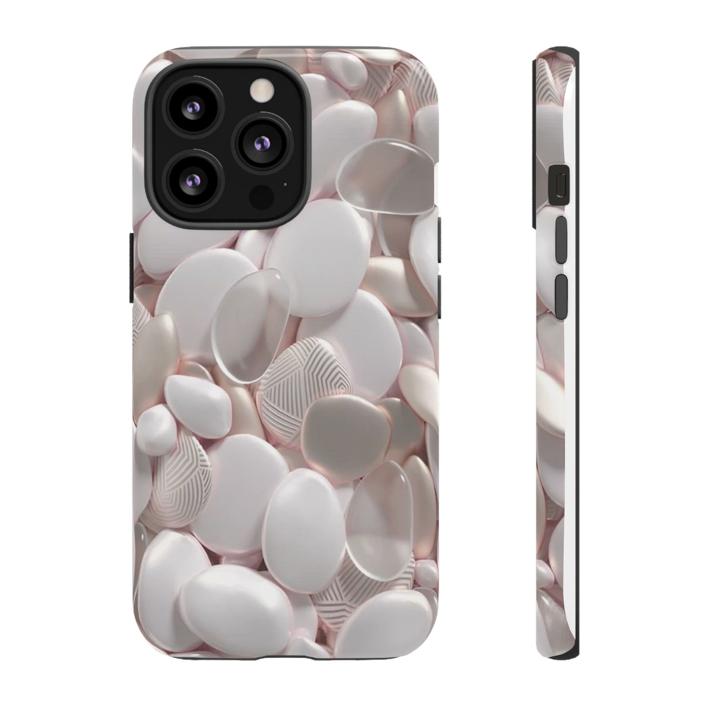 Phone Case – Soft Pink Pebble Pattern Protective Tough Case