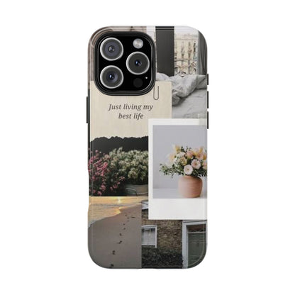Inspirational Floral Phone Case – Cover with "Just Living My Best Life"