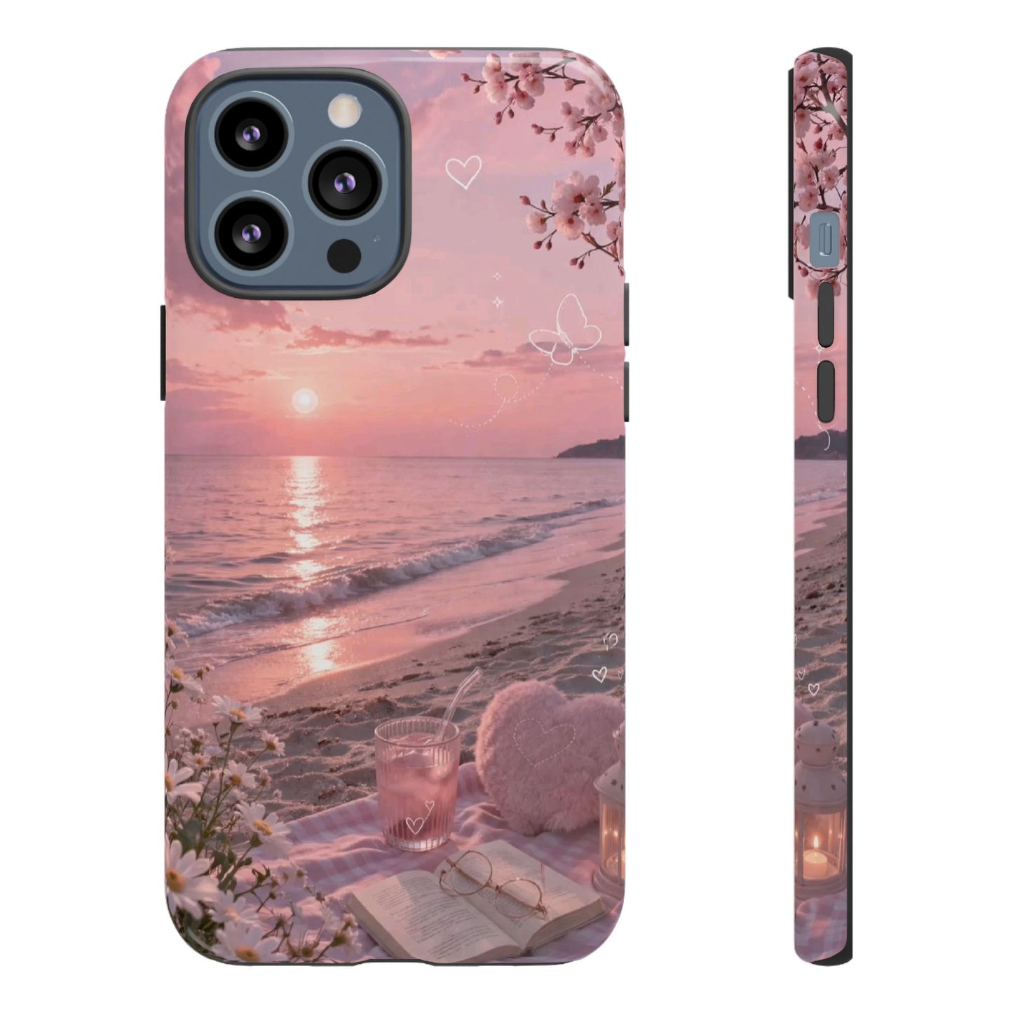 Pink Sunset Beach Phone Case "Romantic Seaside"