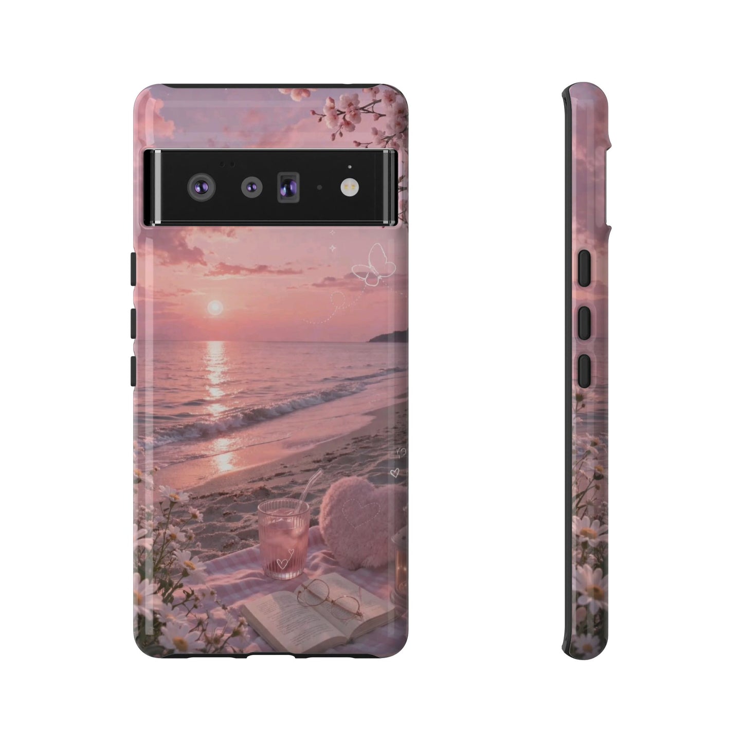 Pink Sunset Beach Phone Case "Romantic Seaside"