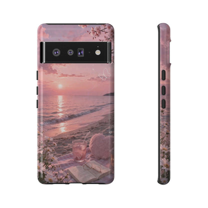 Pink Sunset Beach Phone Case "Romantic Seaside"