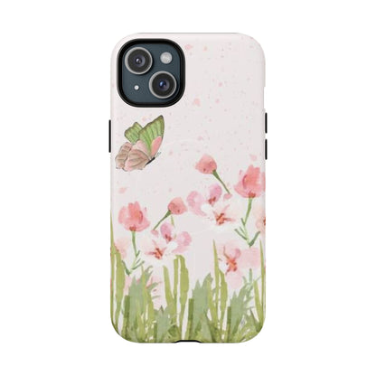 Floral Butterfly Magnetic Phone Case – Pink Wildflower Shockproof Cover