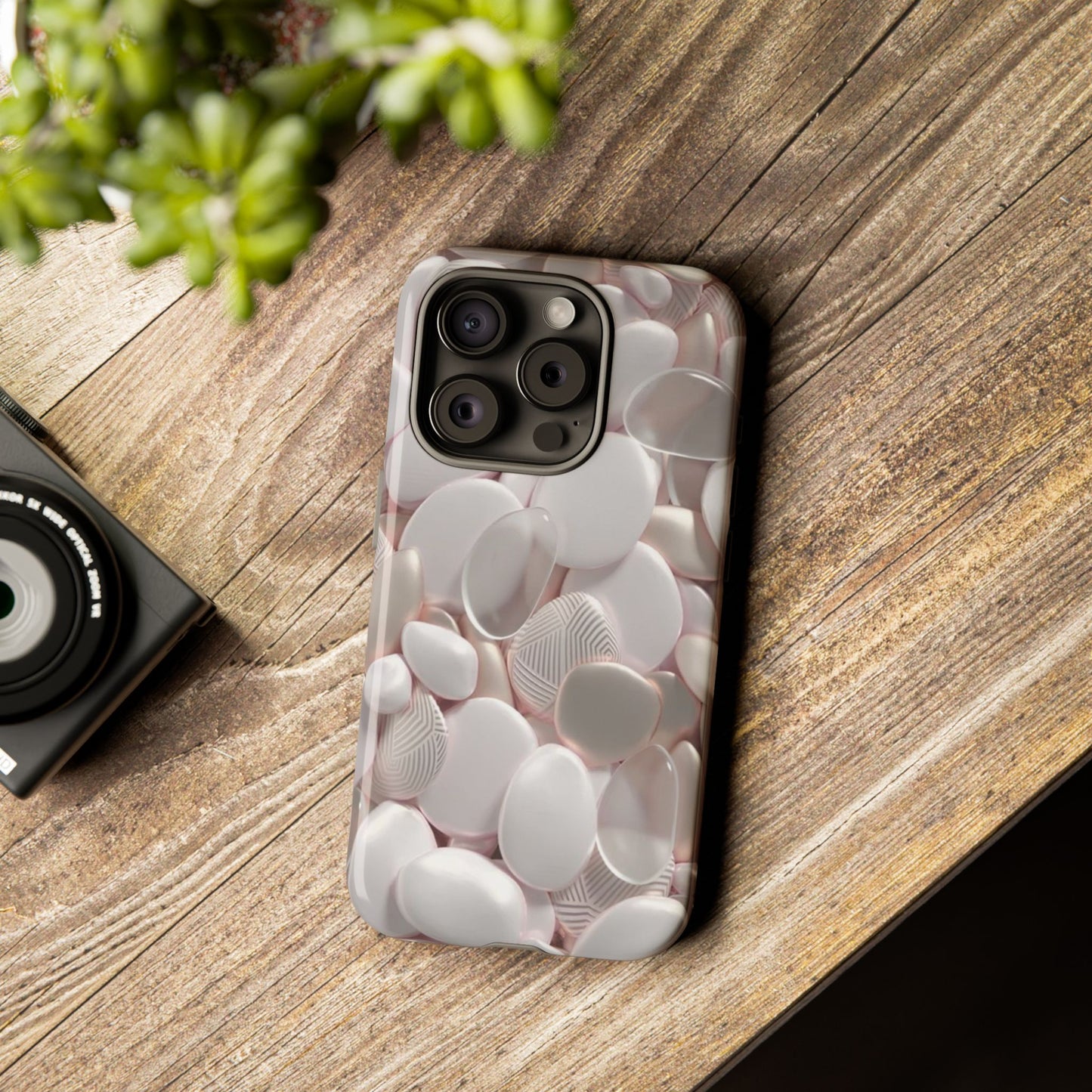 Phone Case – Soft Pink Pebble Pattern Protective Tough Case