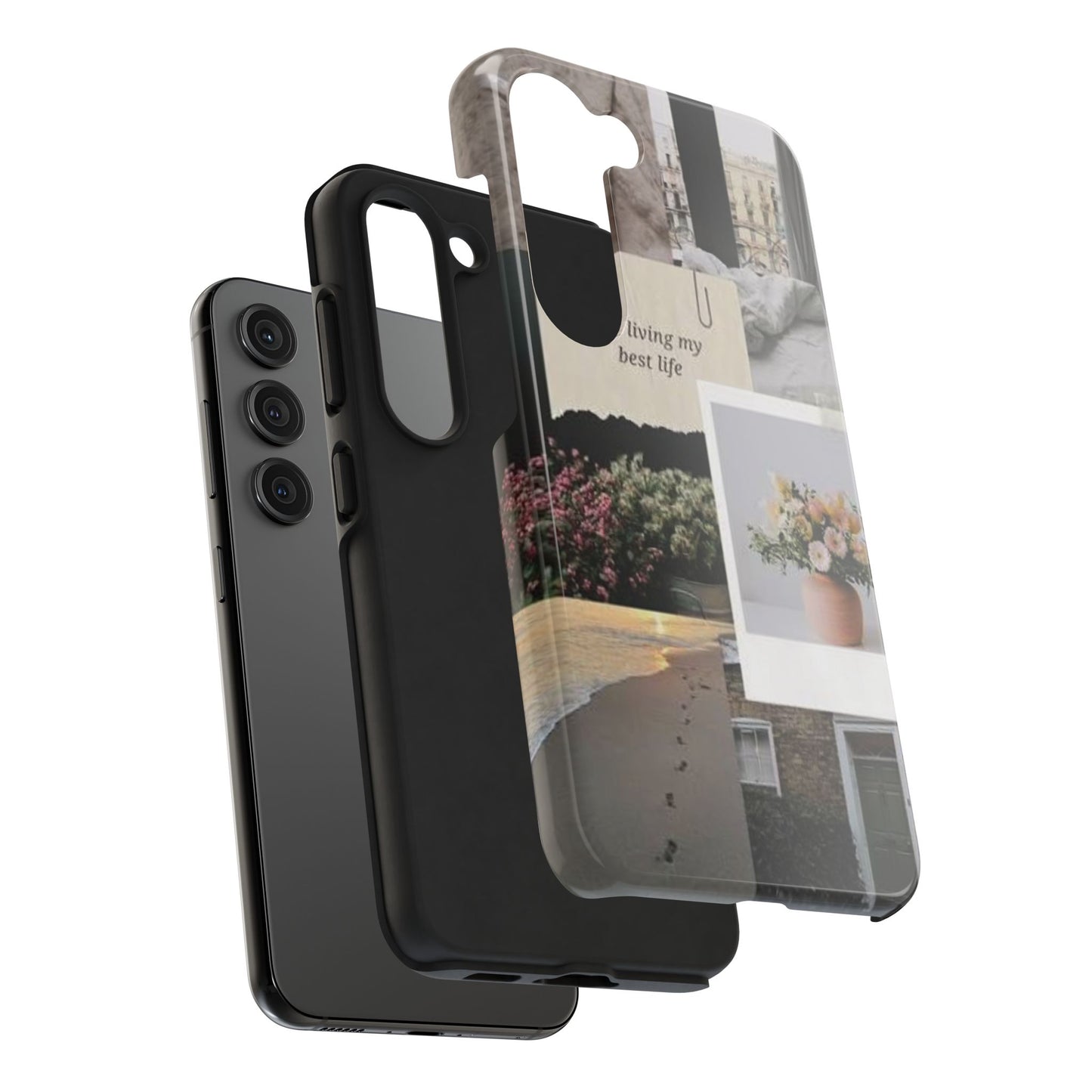 Inspirational Floral Phone Case – Cover with "Just Living My Best Life"