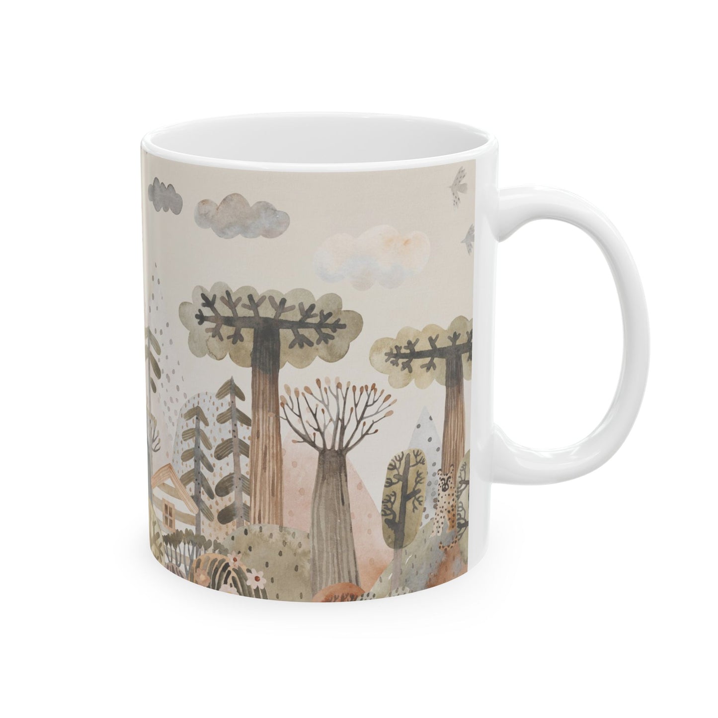 Woodland Friends Ceramic Mug — Whimsical Forest Animal Coffee Cup