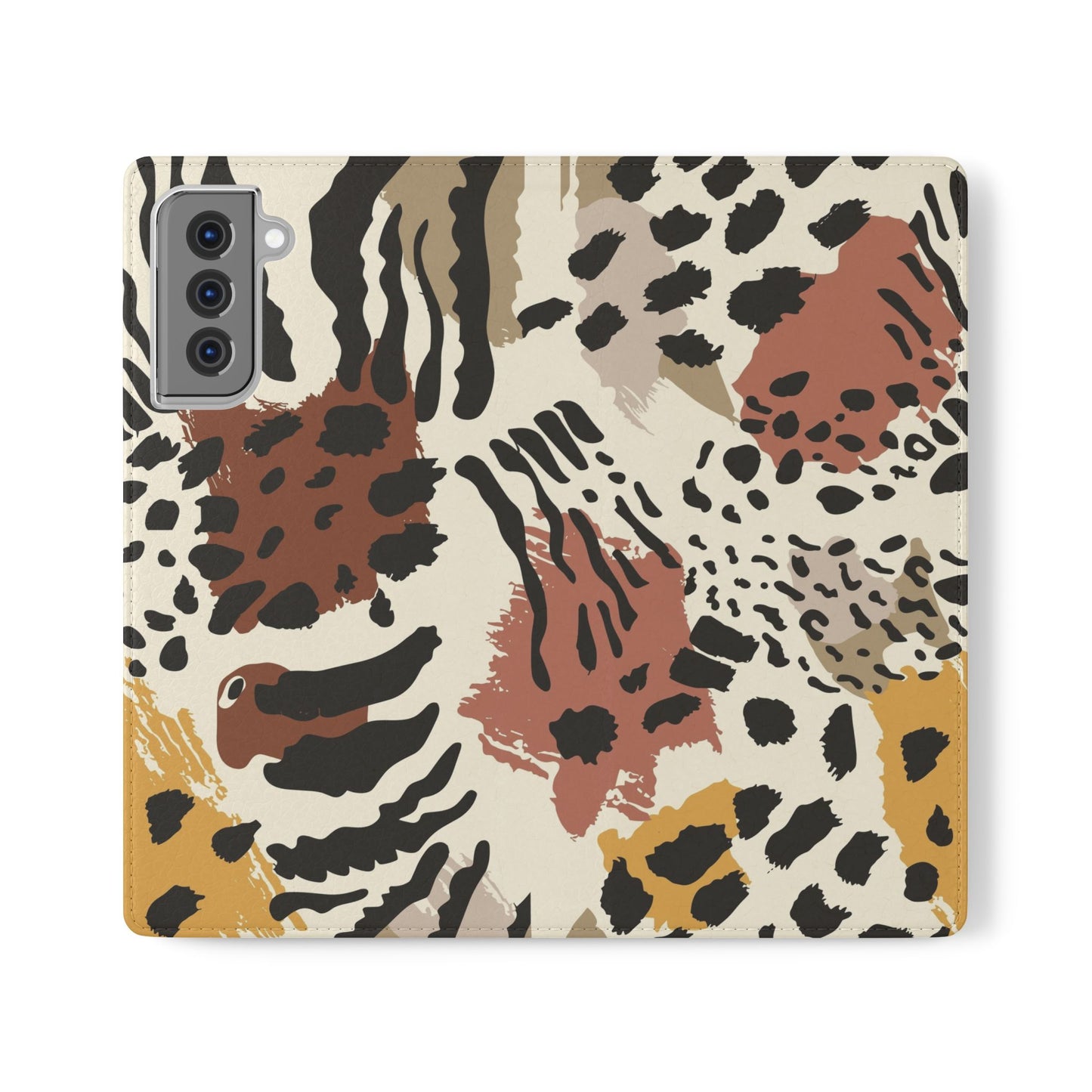 Leopard Patchwork Flip Wallet Case with Card Slots