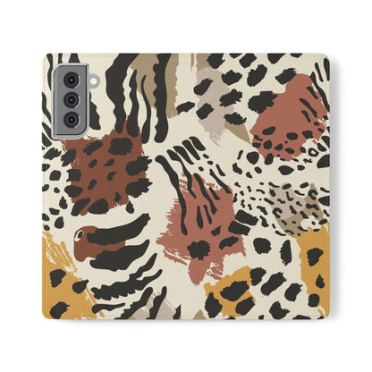 Leopard Patchwork Flip Wallet Case with Card Slots