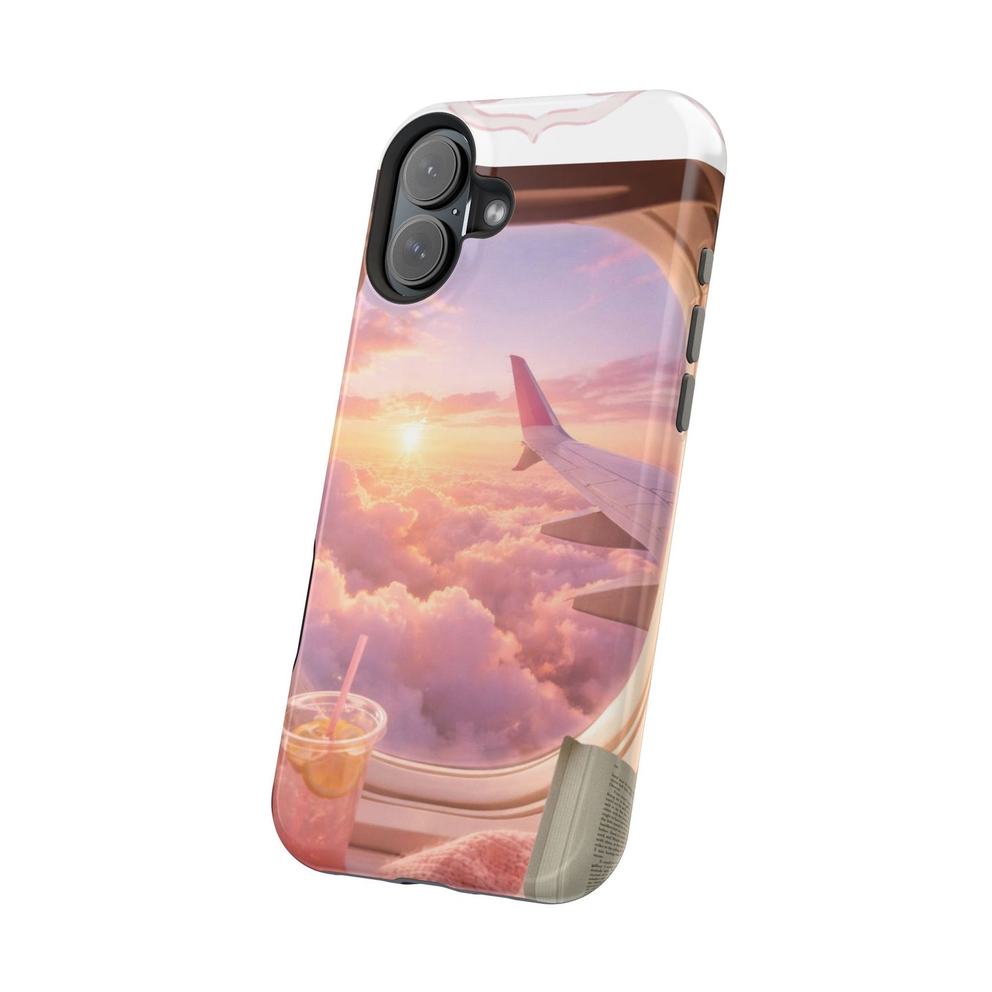 iPhone Magnetic Case "Airplane Window Sunset Travel"