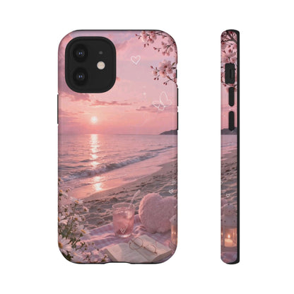 Pink Sunset Beach Phone Case "Romantic Seaside"