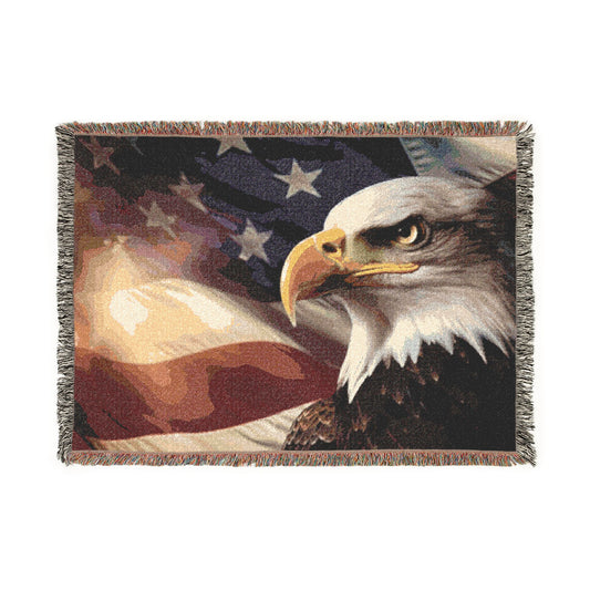 Patriotic Eagle Woven Blanket — American Flag Throw