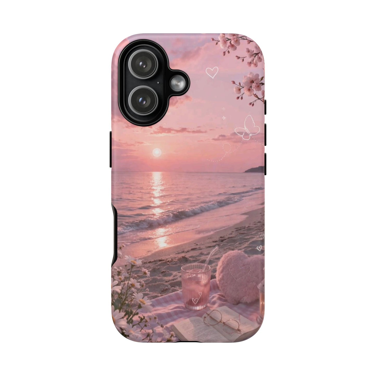 Pink Sunset Beach Phone Case "Romantic Seaside"