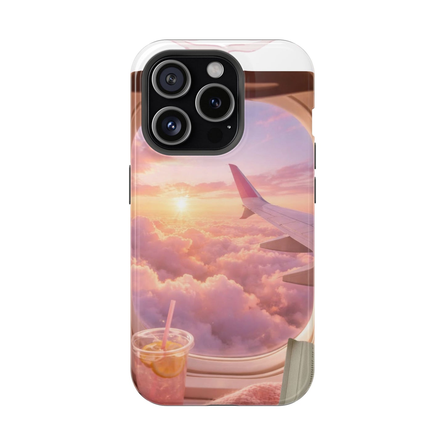 iPhone Magnetic Case "Airplane Window Sunset Travel"