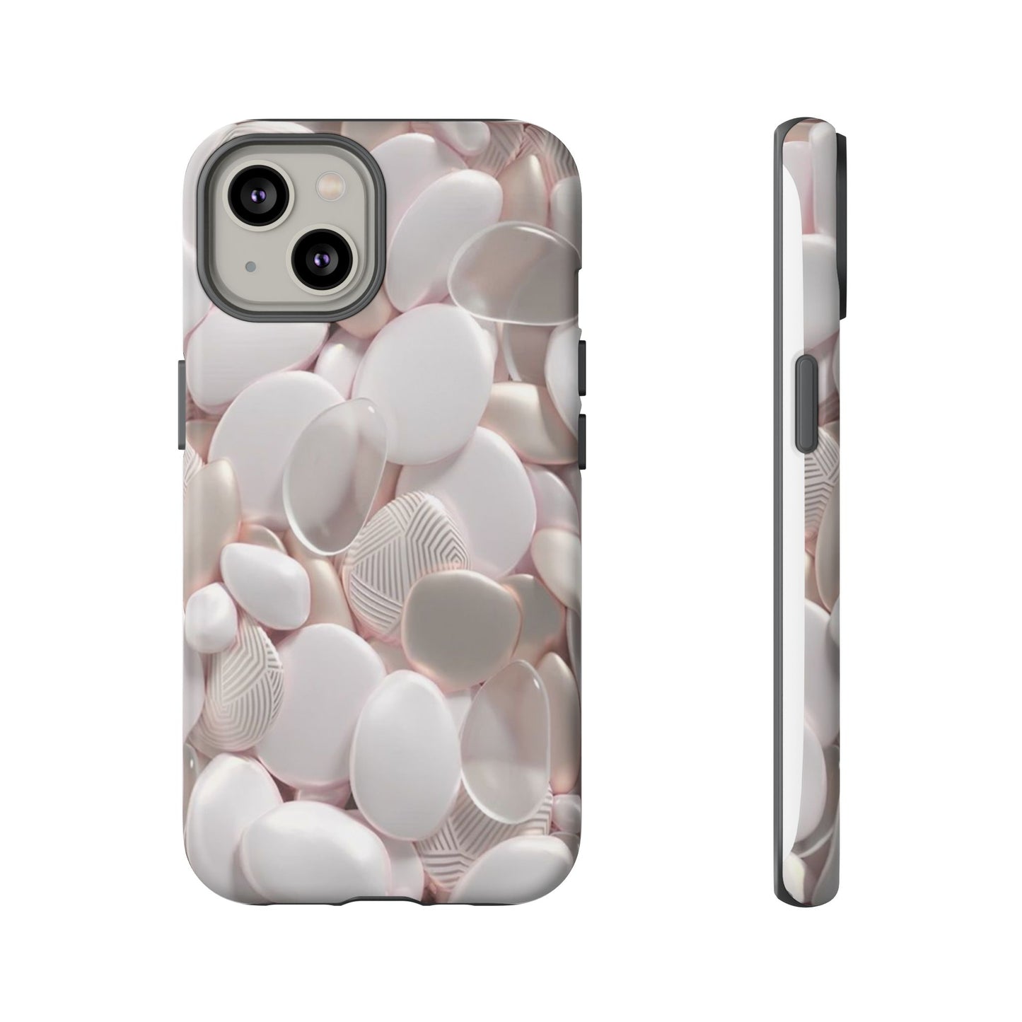Phone Case – Soft Pink Pebble Pattern Protective Tough Case