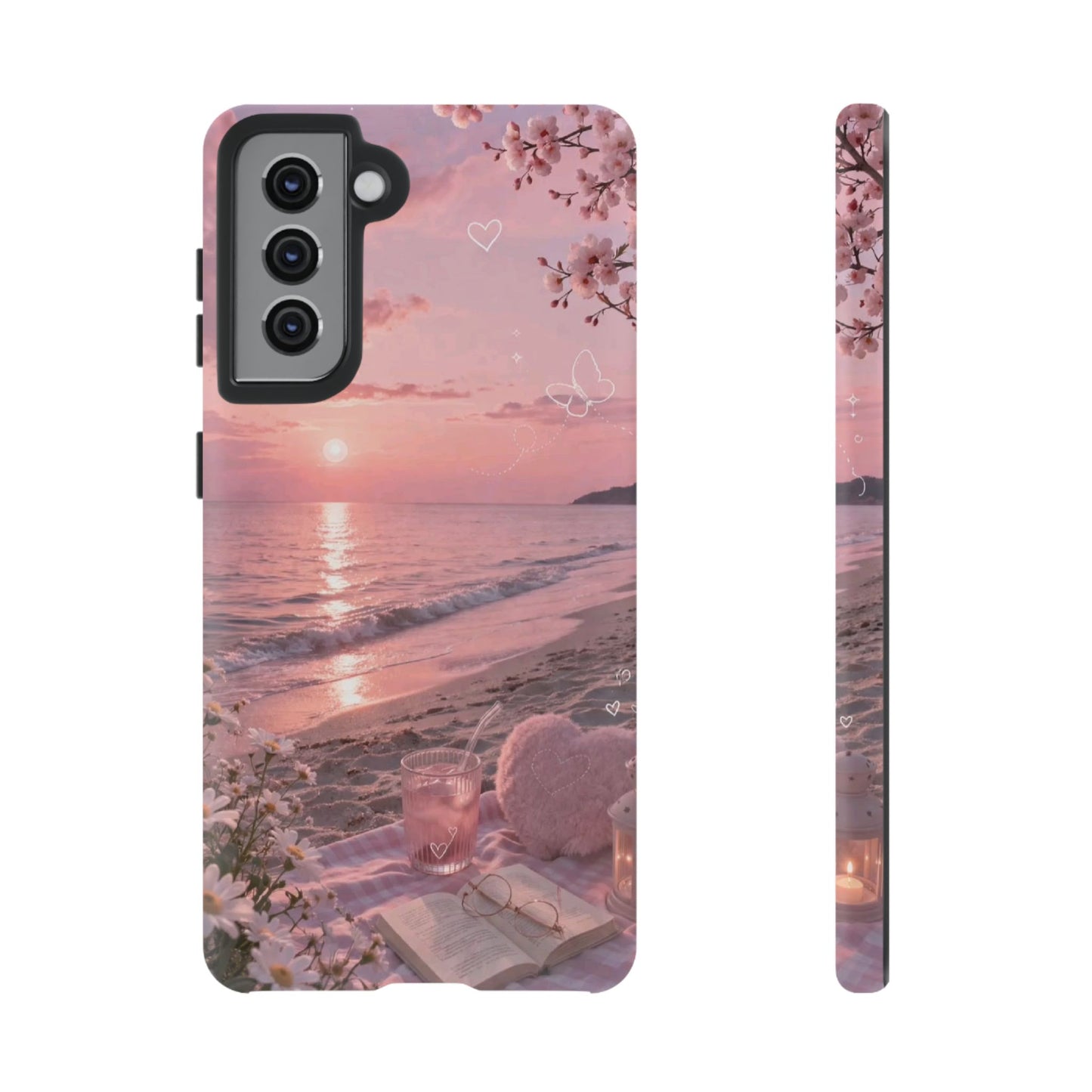 Pink Sunset Beach Phone Case "Romantic Coastal"