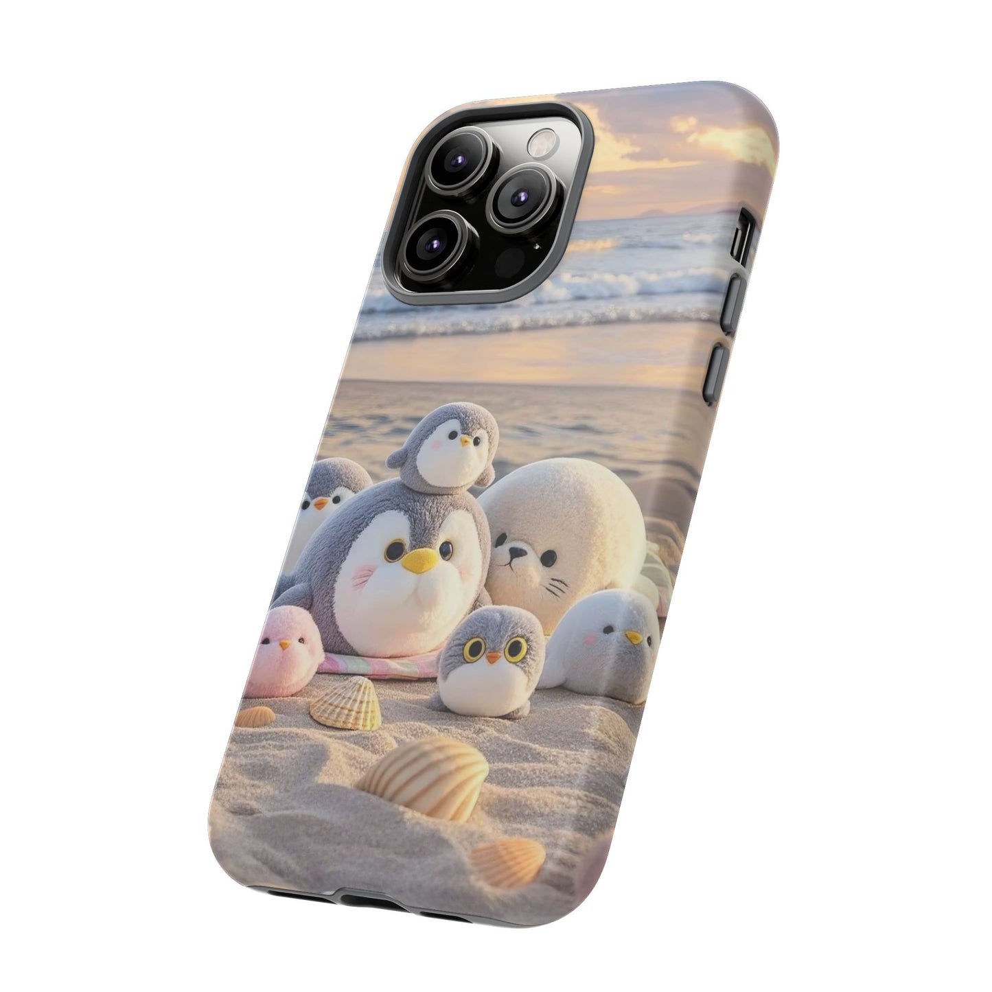 Cute Plush Penguins Beach Phone Case