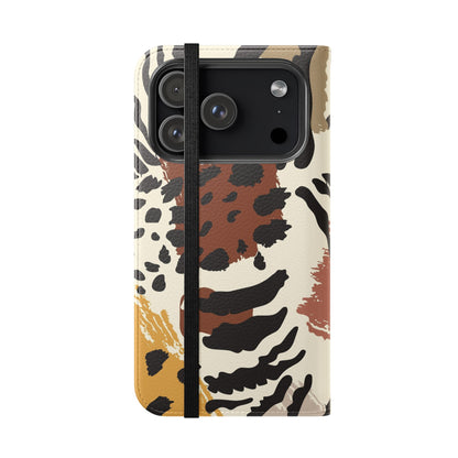 Leopard Patchwork Flip Wallet Case with Card Slots