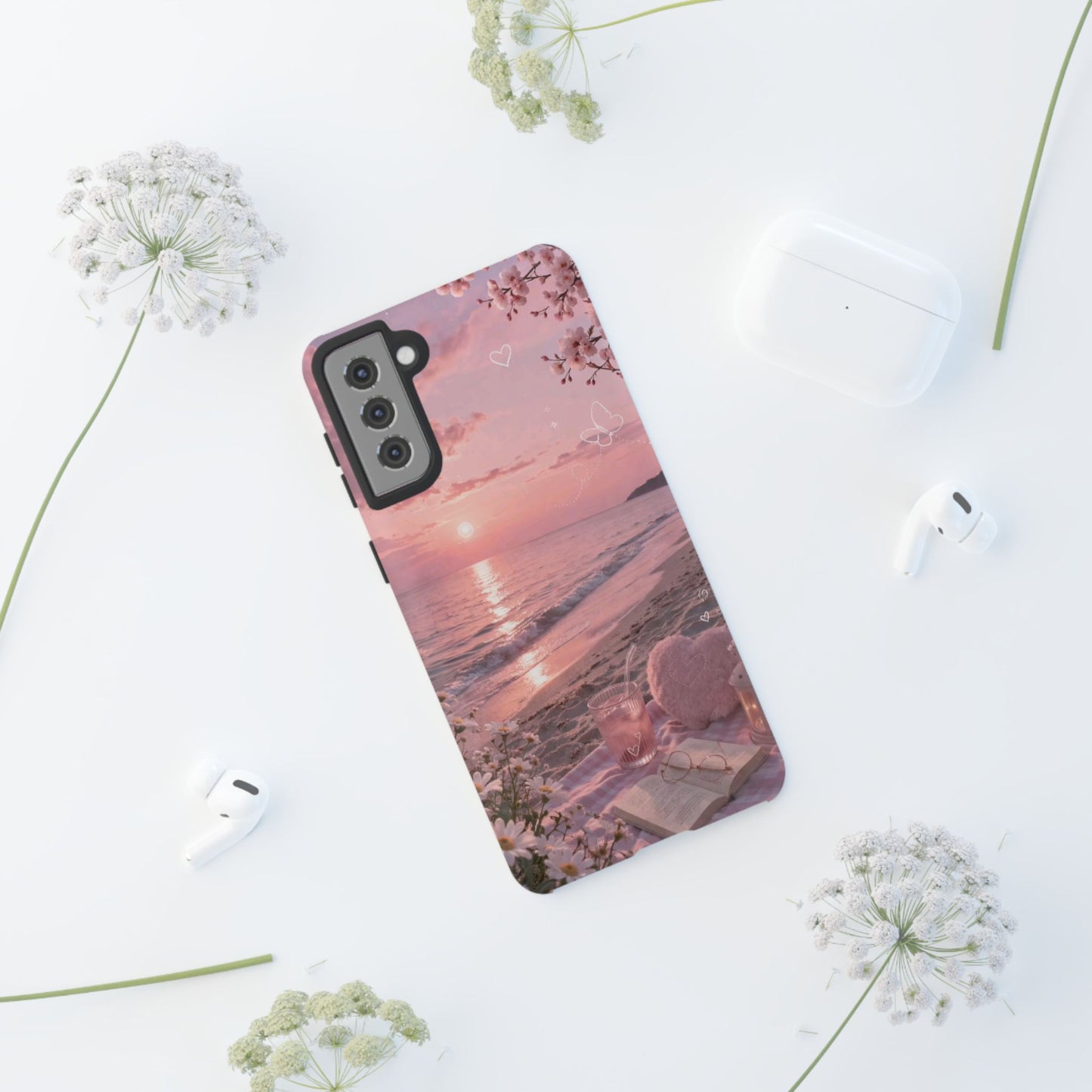 Pink Sunset Beach Phone Case "Romantic Coastal"