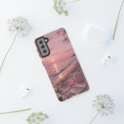 Pink Sunset Beach Phone Case "Romantic Coastal"