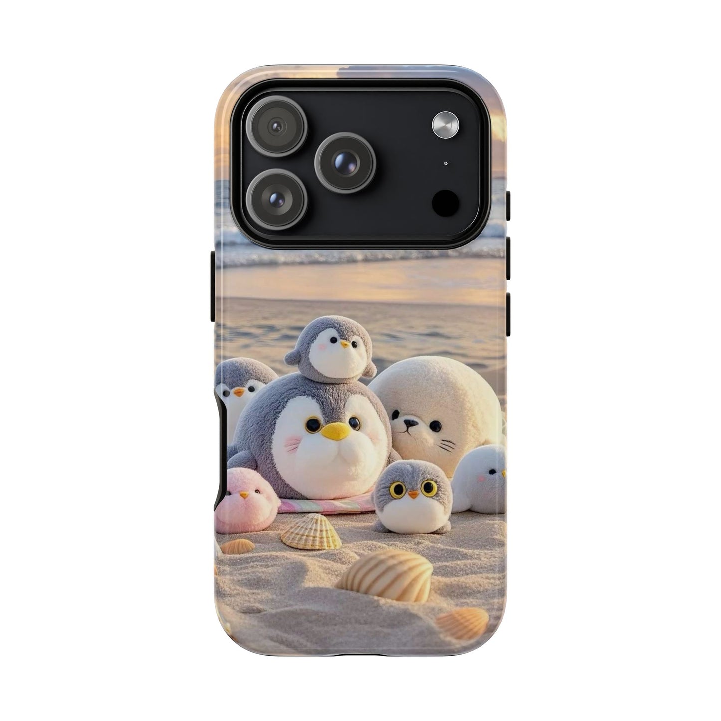 Cute Plush Penguins Beach Phone Case