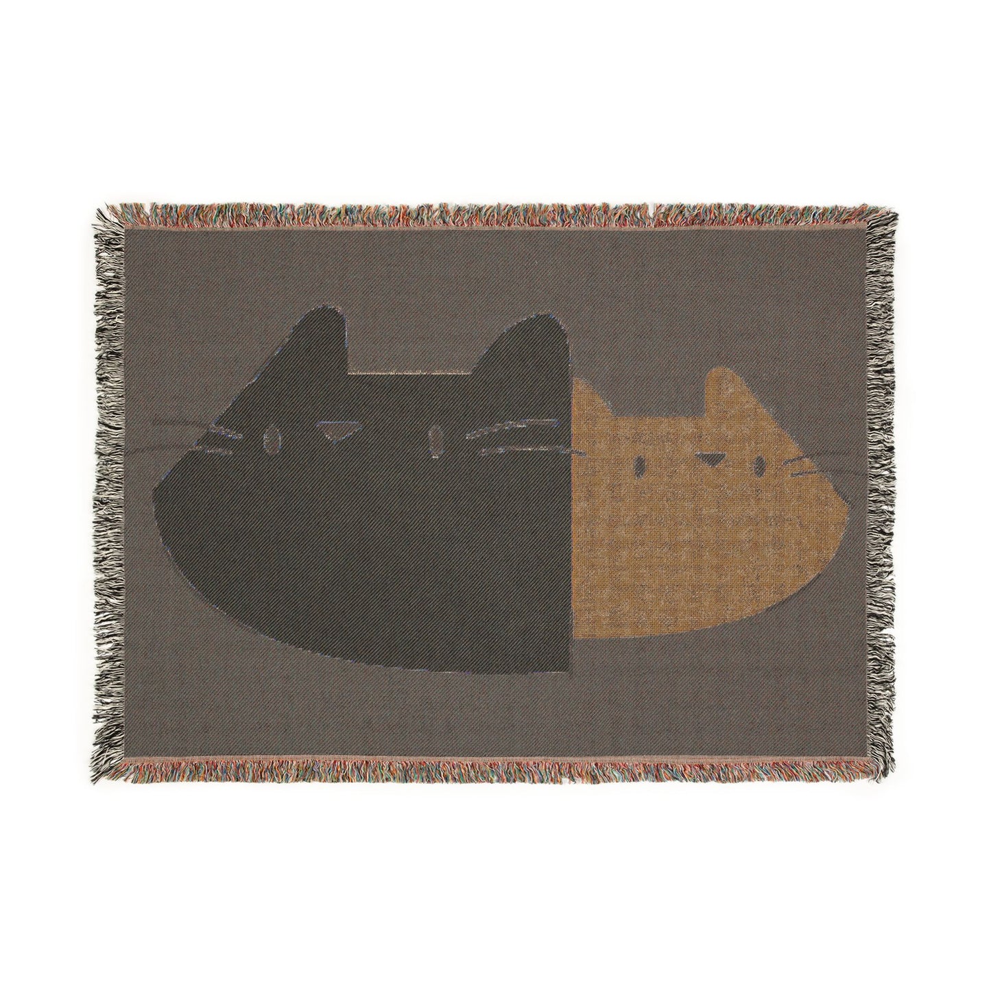 Cats Split-Color Woven Blanket — Cute Two-Tone Cat Throw for Kids & Cat Lovers