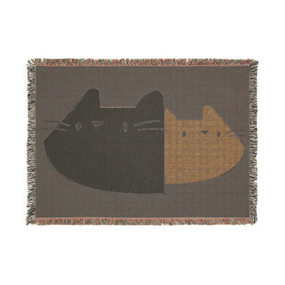 Cats Split-Color Woven Blanket — Cute Two-Tone Cat Throw for Kids & Cat Lovers