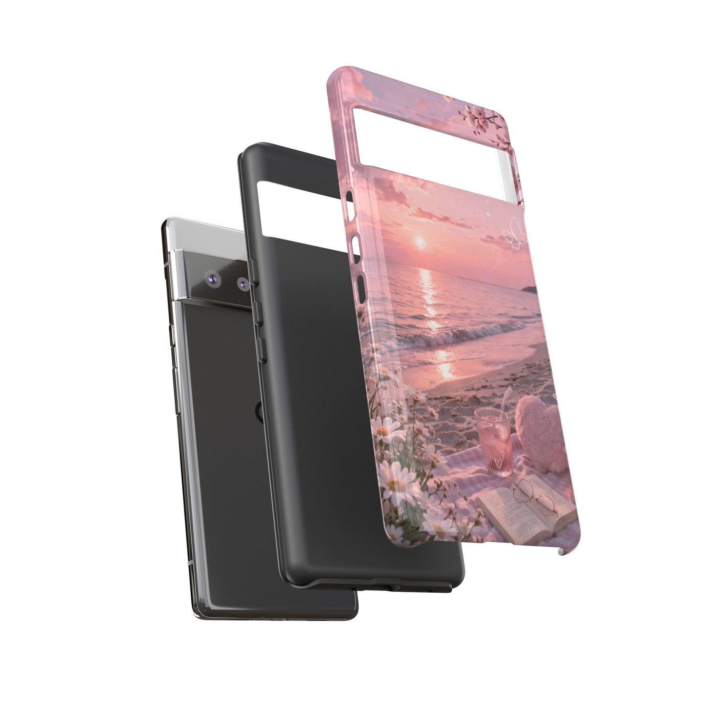Pink Sunset Beach Phone Case "Romantic Seaside"