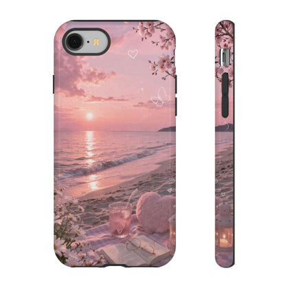 Pink Sunset Beach Phone Case "Romantic Seaside"