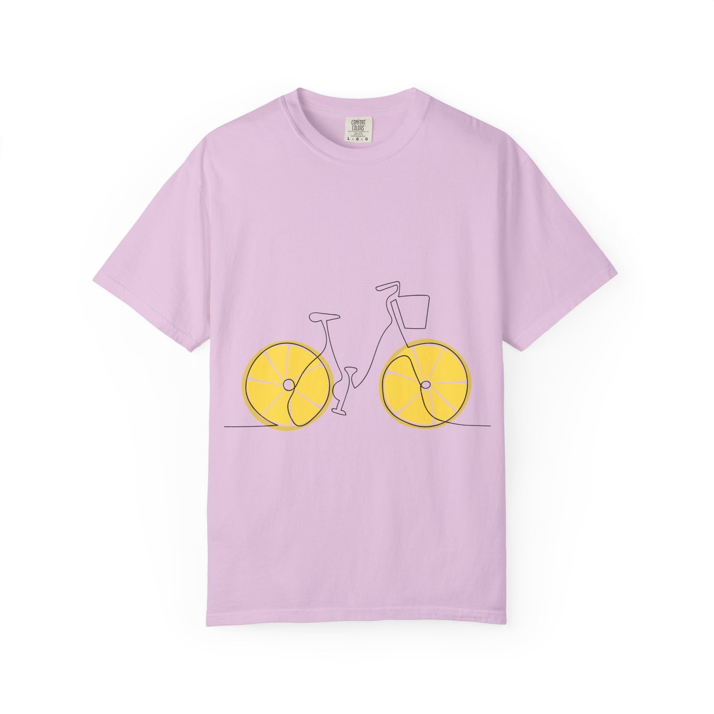 Lemon Wheel Bike T-Shirt — Citrus Bicycle Graphic  Coton Tee
