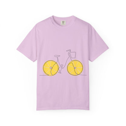 Lemon Wheel Bike T-Shirt — Citrus Bicycle Graphic  Coton Tee