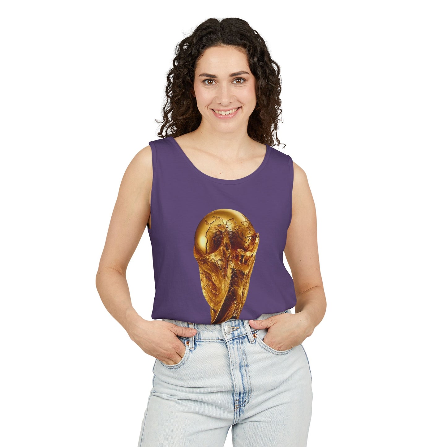 World Cup Trophy Tank Top — Gold FIFA Cup Soccer Fan Shirt