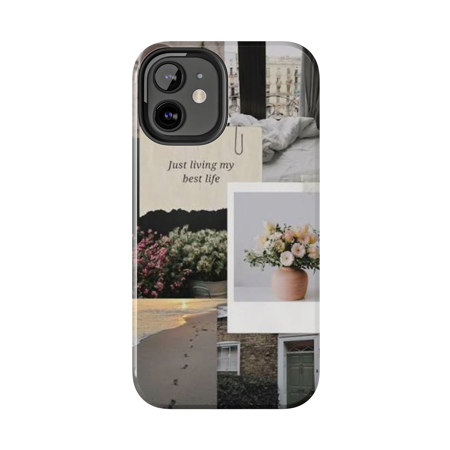 Inspirational Floral Phone Case – Cover with "Just Living My Best Life"
