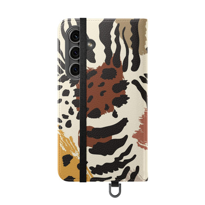 Leopard Patchwork Flip Wallet Case with Card Slots