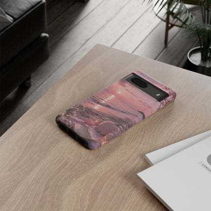 Pink Sunset Beach Phone Case "Romantic Seaside"