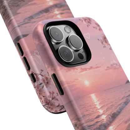 Pink Sunset Beach Phone Case "Romantic Seaside"