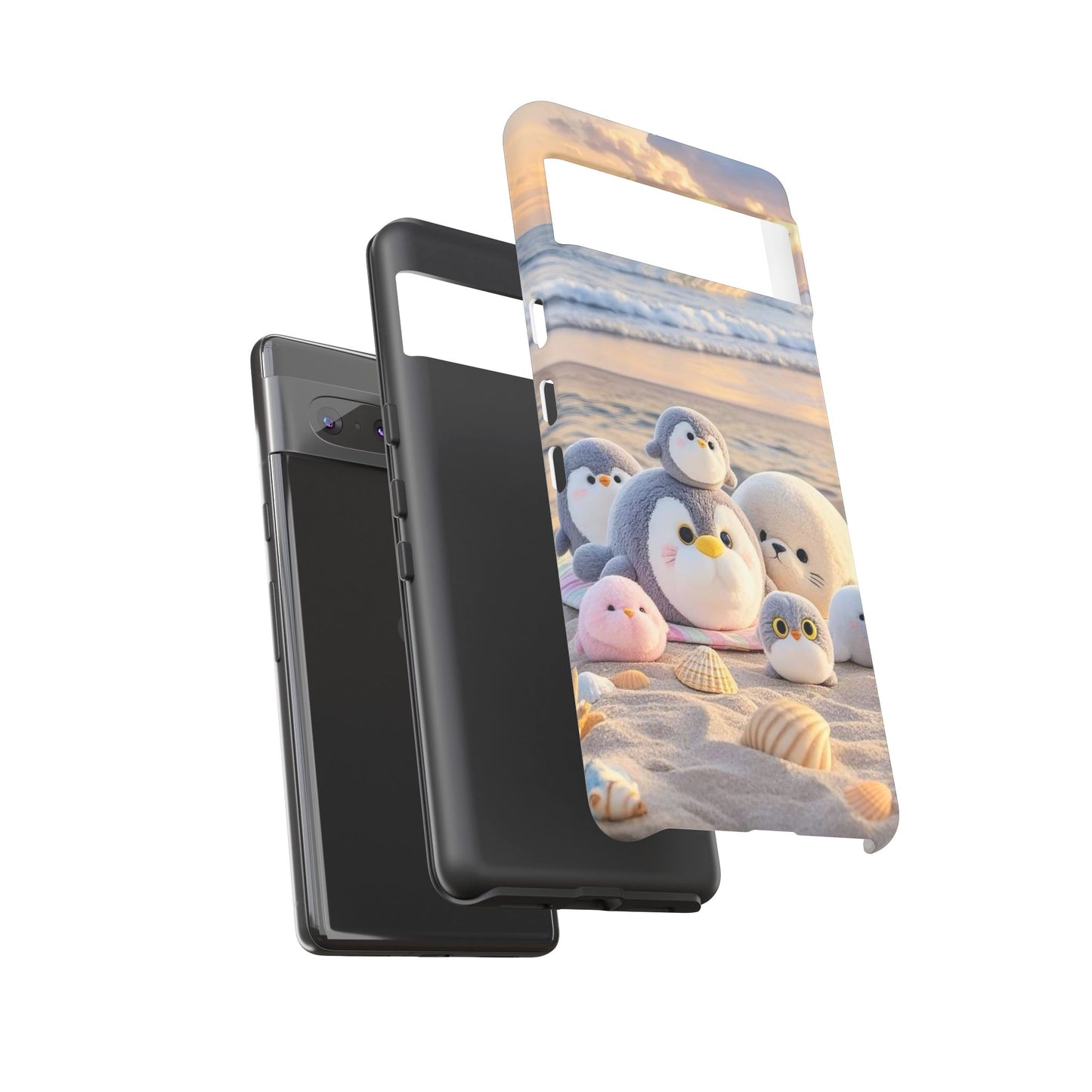 Cute Plush Penguins Beach Phone Case