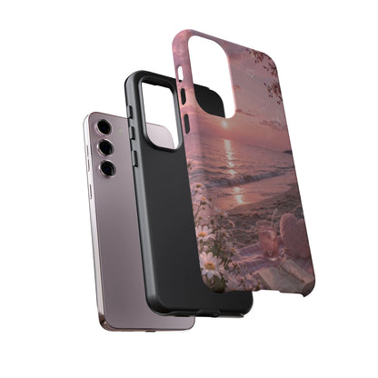 Pink Sunset Beach Phone Case "Romantic Coastal"