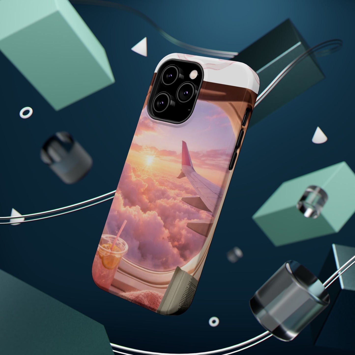 iPhone Magnetic Case "Airplane Window Sunset Travel"