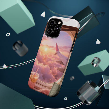 iPhone Magnetic Case "Airplane Window Sunset Travel"