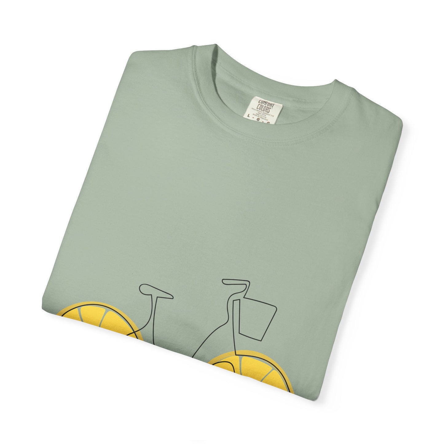 Lemon Wheel Bike T-Shirt — Citrus Bicycle Graphic  Coton Tee