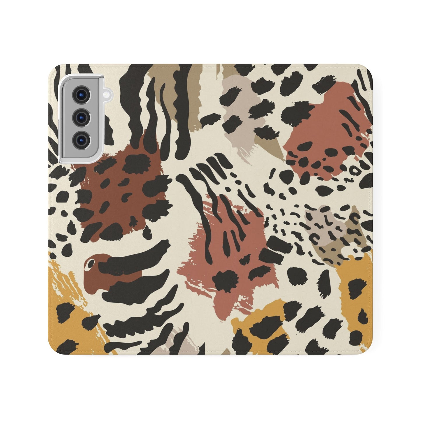 Leopard Patchwork Flip Wallet Case with Card Slots