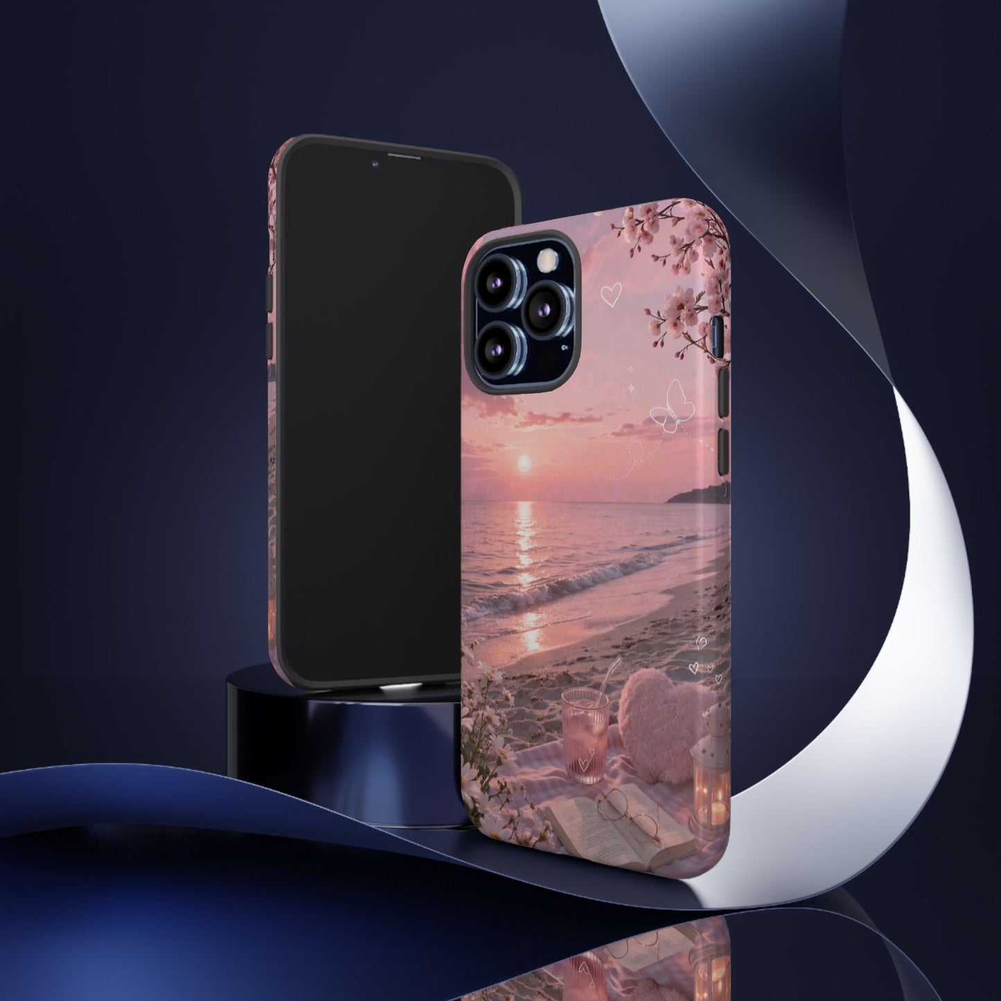 Pink Sunset Beach Phone Case "Romantic Seaside"
