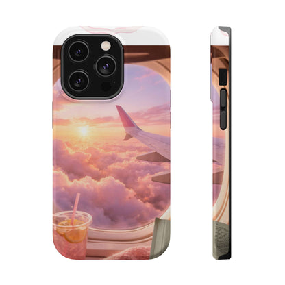 iPhone Magnetic Case "Airplane Window Sunset Travel"