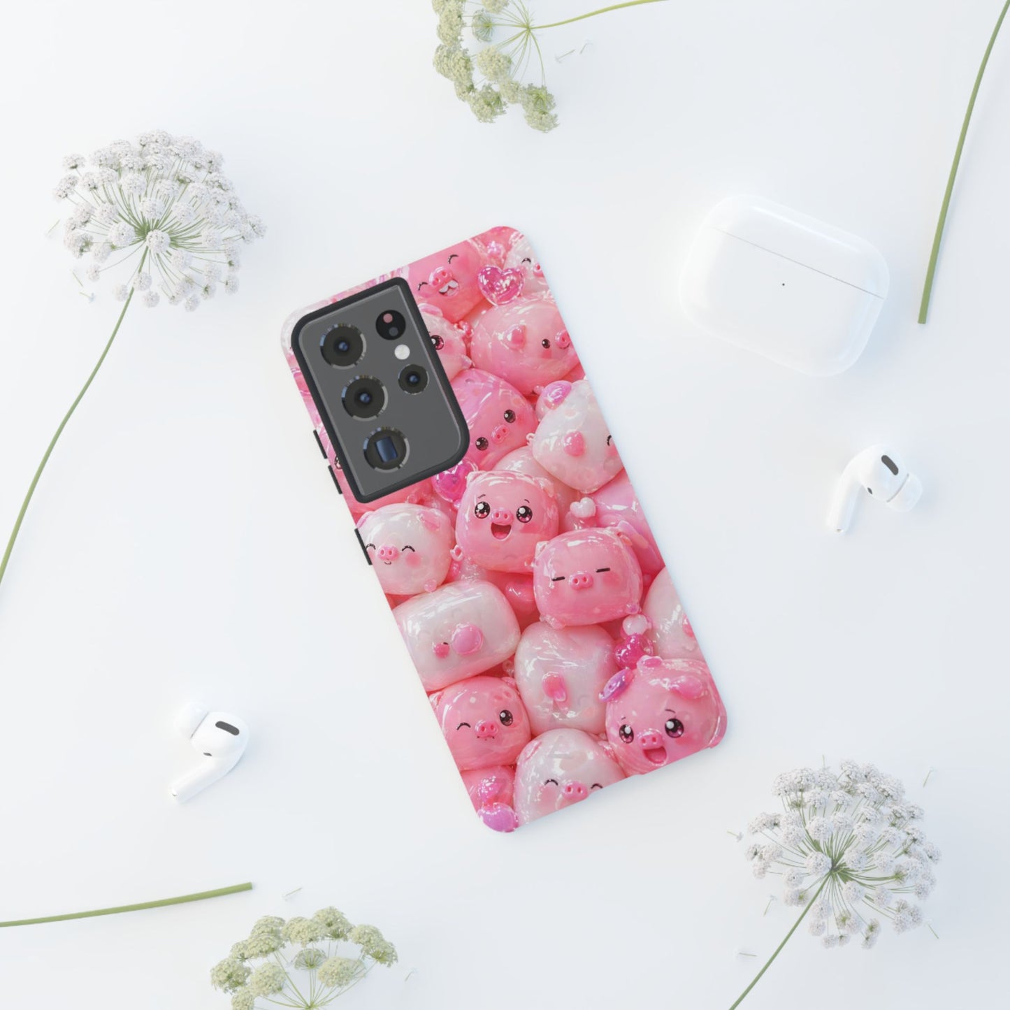 Cute Soft-Pink Character Protective Phone Case