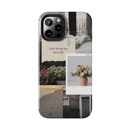 Inspirational Floral Phone Case – Cover with "Just Living My Best Life"